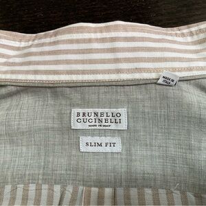 Brunello Cucinelli Beige / White Striped Shirt